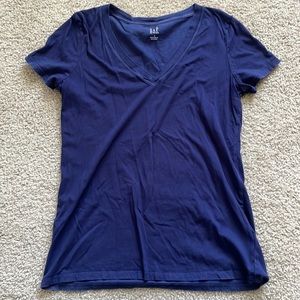 Navy v neck tee